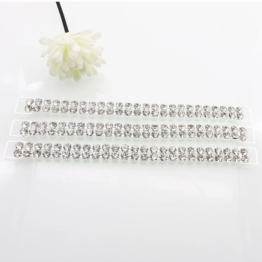 6pcs13 * 160MM Double Row Rhinestone Gold And Silver Decorative Chain/bikini Connecting Buckle For Shoulder Strap Clothing Acces