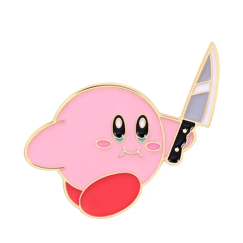 1set Kirby spille smaltate Anime Kawaii spilla in metallo distintivi Cartoon Cute Hat zaino Pin accessori per donna uomo gioielli regali