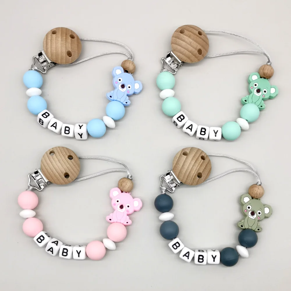 

Baby Handmade Teether Pacifier Chain Silicone Beads Infant Nipple Appease Soother Chain Clips Nipple Clip Personalized Name