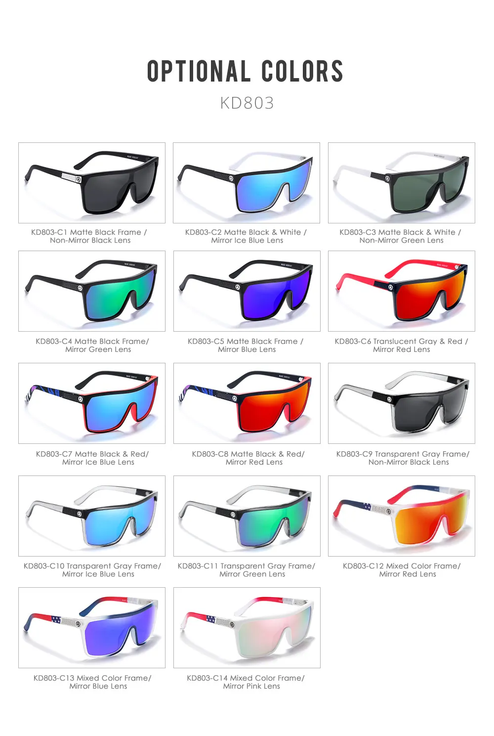 Kdeam High-End-Angels onnen brille für Männer und Frauen einteilige polarisierte Sonnenbrille mit langlebigen 5-Barrel-Scharnieren – Detail 4
