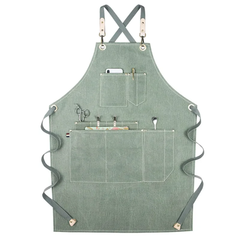 

Denim Apron Korean Home Furnishing Daily Barber Florist Barista Milk Tea Shop Canvas Waist Overalls