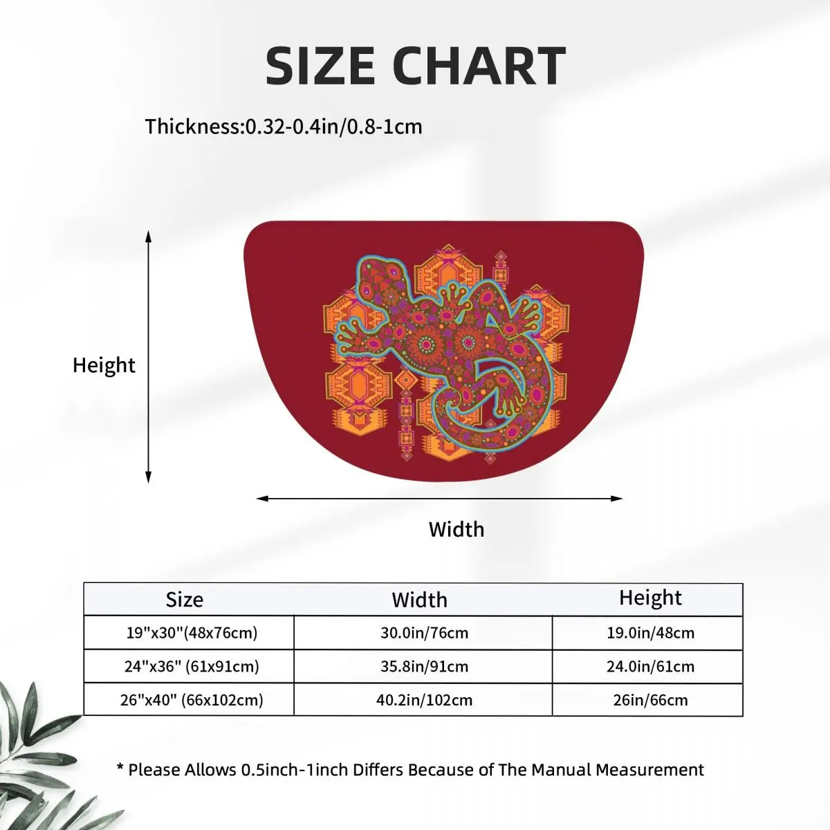 Ethnic Tribal Lizard Salamander Soft Flannel Half Round Doormat Non Slip Bathroom Mat Absorbent Floor Carpet for Living Room