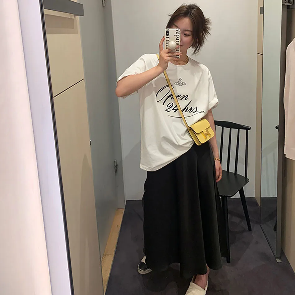 Pregnant Woman Skirt Spring And Summer New Solid Color High-end French Satin Temperament Gentle And Slimming Versatile Skirt