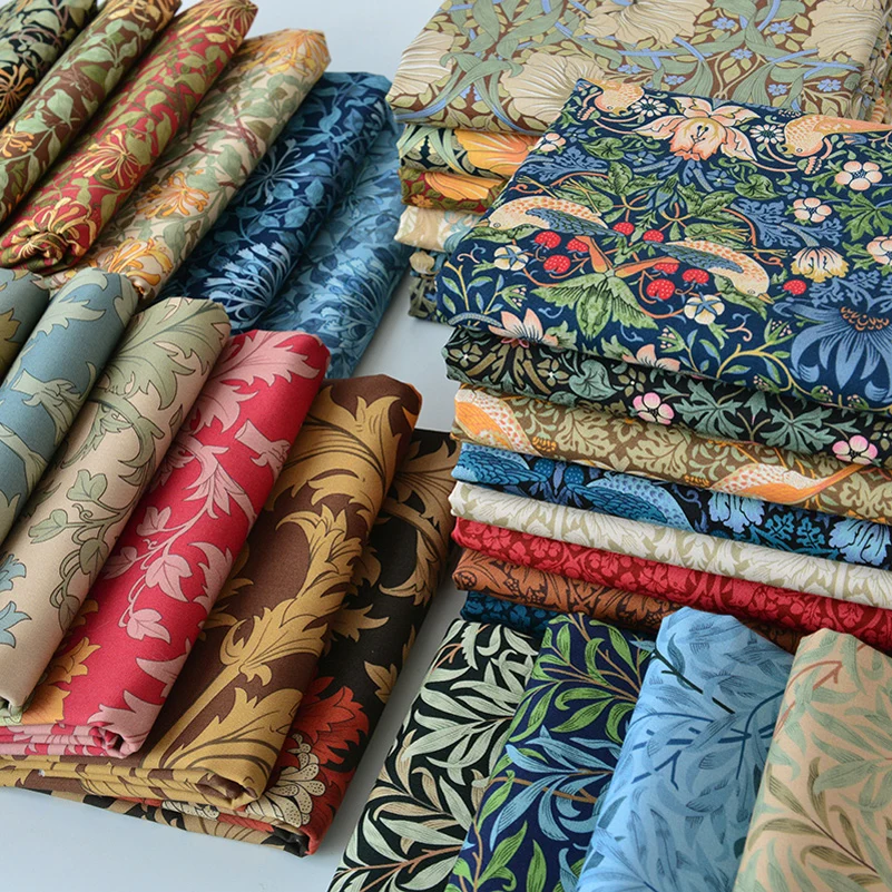 Diy William Morris Fabric Cotton Digital Printing Classic Flower Printed Handmade Crafts Supplies Per Half Meter Sewing