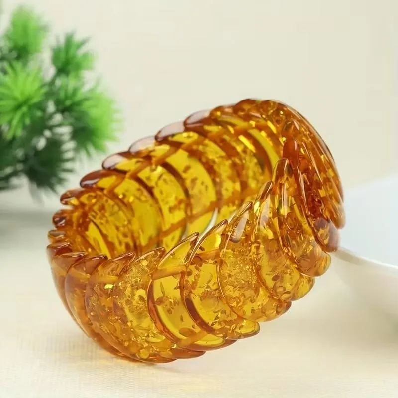 Amber Honey Wax Bracelet, Warm and Shiny, Translucent and White, Versatile Daily Wear, Second-generation Handicrafts