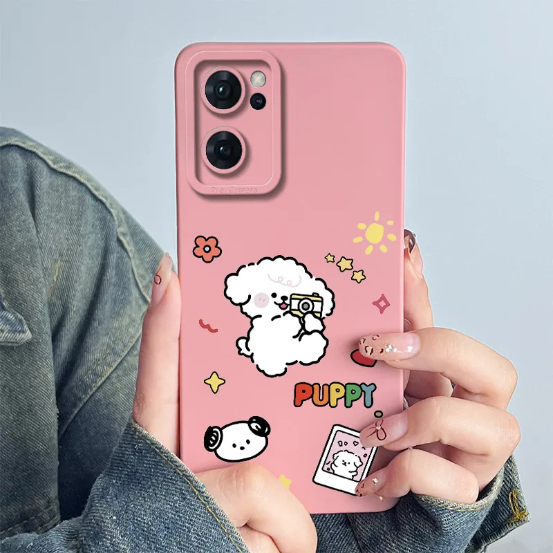 For OPPO Reno7 5G Capa Find X5 Lite Phone Case CPH2371 Soft Silicone Sweet Painted Cartoon Lovely Flower Printed Coque Covers