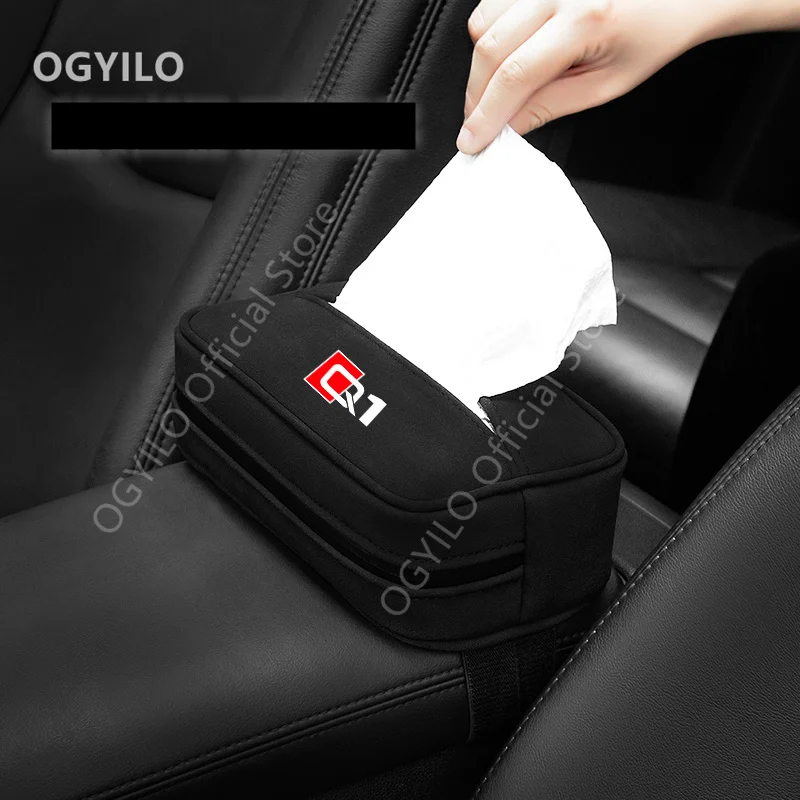 For Audi Q1 Car Tissue Box Rear Seat Sun Visor Hanging Holder Auto Interior Organizer Tissue Drawer Container Bag