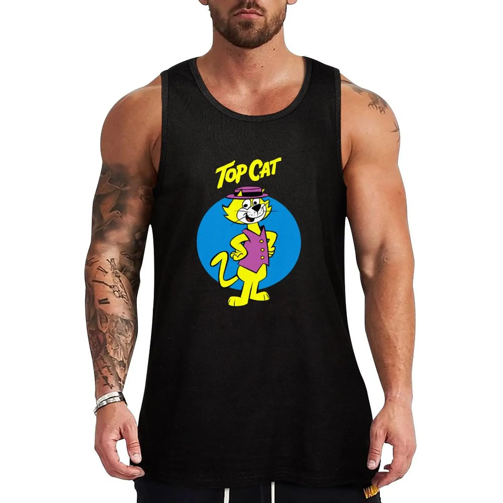 

Top Cat Retro Funny Cartoon Tank Top Male vest sleeveless shirt man Top summer