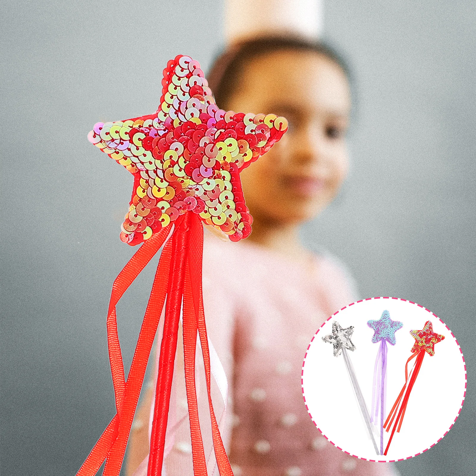 3 pçs brilhante estrela fada vara fontes de festa cosplay prop crianças palco fotografia varinha de fadas crianças fontes de festa