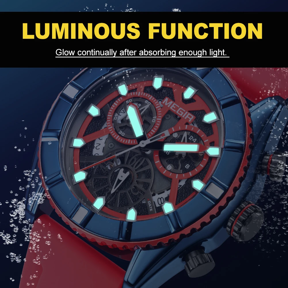 MEGIR Men Watches Brand Luxury Sport Watch Quartz Clock Waterproof Luminous Chronograph Man Wristwatch Reloj Hombre 2209