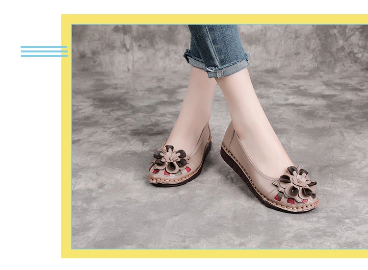 Neue handgefertigte Ballerinas mit Blumenmuster im Vintage-Stil, Damenschuhe aus echtem Leder, Mokassins, Slip-On-Loafer für Damen, weiche Luxus-Flats – Detail 36
