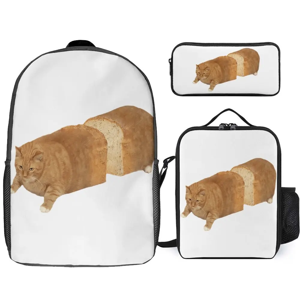 

Heavy Mental Music Cats Meme Cute Cat Loaf 4 3 in 1 Set 17 Inch Backpack Lunch Bag Pen Bag Sports Activities Funny Graphic Firm