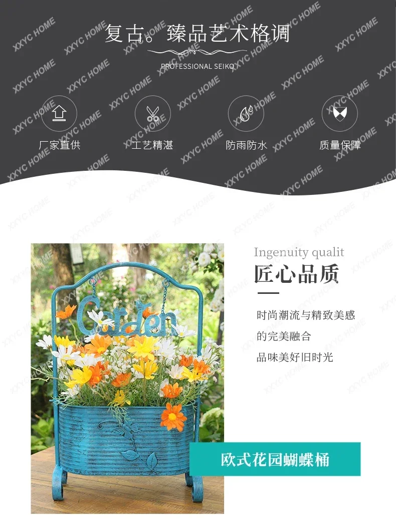 الإبداعية الرجعية شرفة فناء الحديد المطاوع رف أحواض زهور ديكور غرفة المعيشة في الهواء الطلق ، حديقة الفراشة الديكور #6