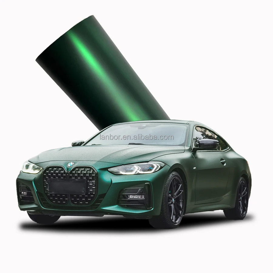 고품질 신축성 있는 PET 색상 변환 필름 무광 비닐 랩 스티커 베놈 그린 자동차 랩핑 필름