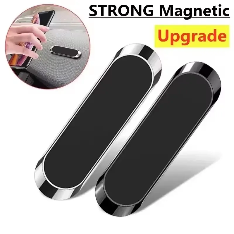 Magnetic Car Phone Holder Rotatable Mini Strip Shape Stand Metal Strong Magnet GPS Car Mount for iPhone 16 Xiaomi Huawei Samsung - view 2