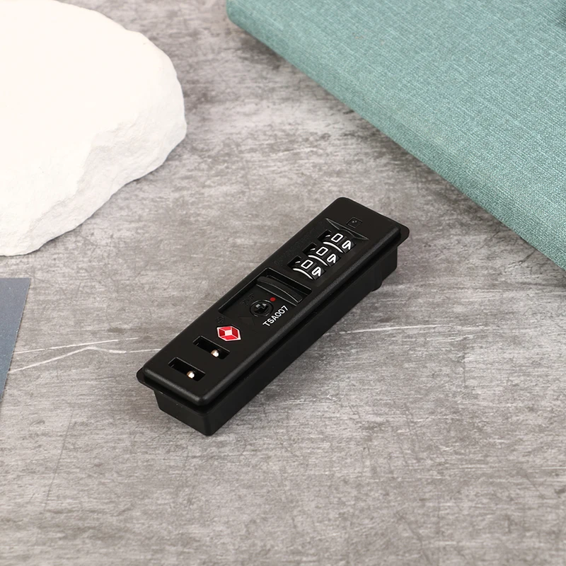 Bloqueio de código alfandegário TSA portátil Bloqueio de bagagem para PC Bloqueio afundado integrado Bloqueio antirroubo preto