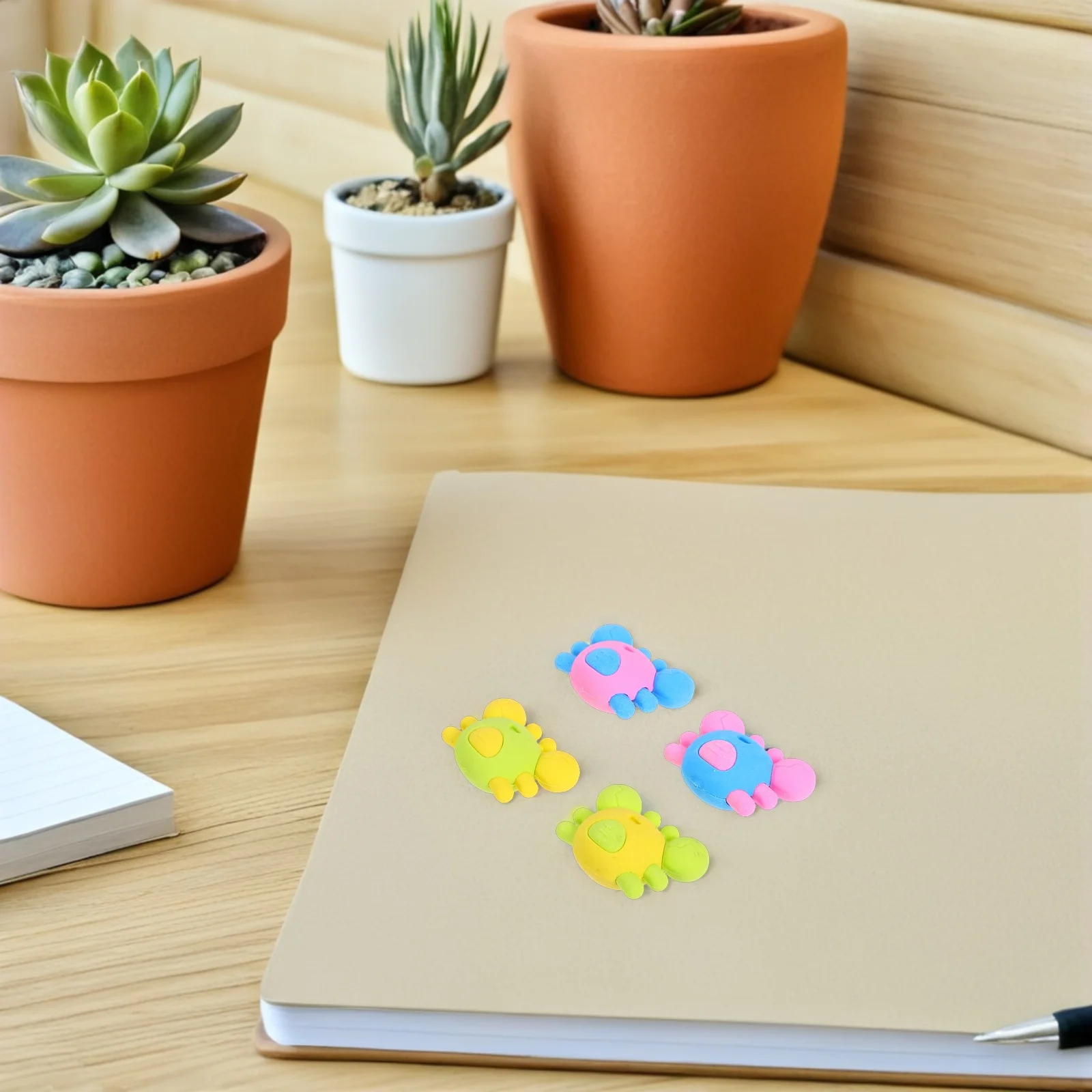 20개 만화 게 모양 지우개 미니 연필 지우개 밝은 색상 학생 선물 창의적인 모양