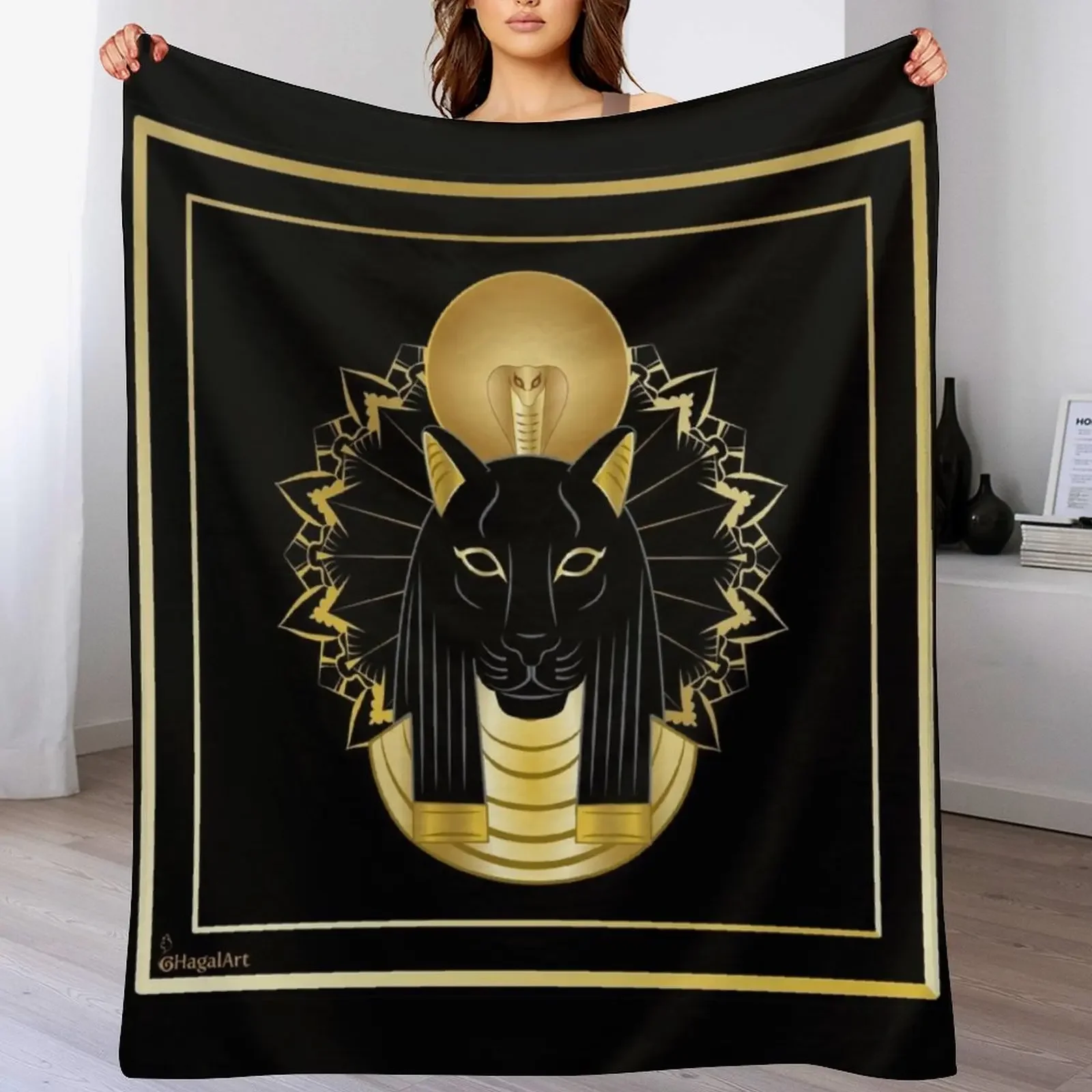 The egyptian goddess Sekhmet Throw Blanket Warm Throw Blanket Gift for Anniversary