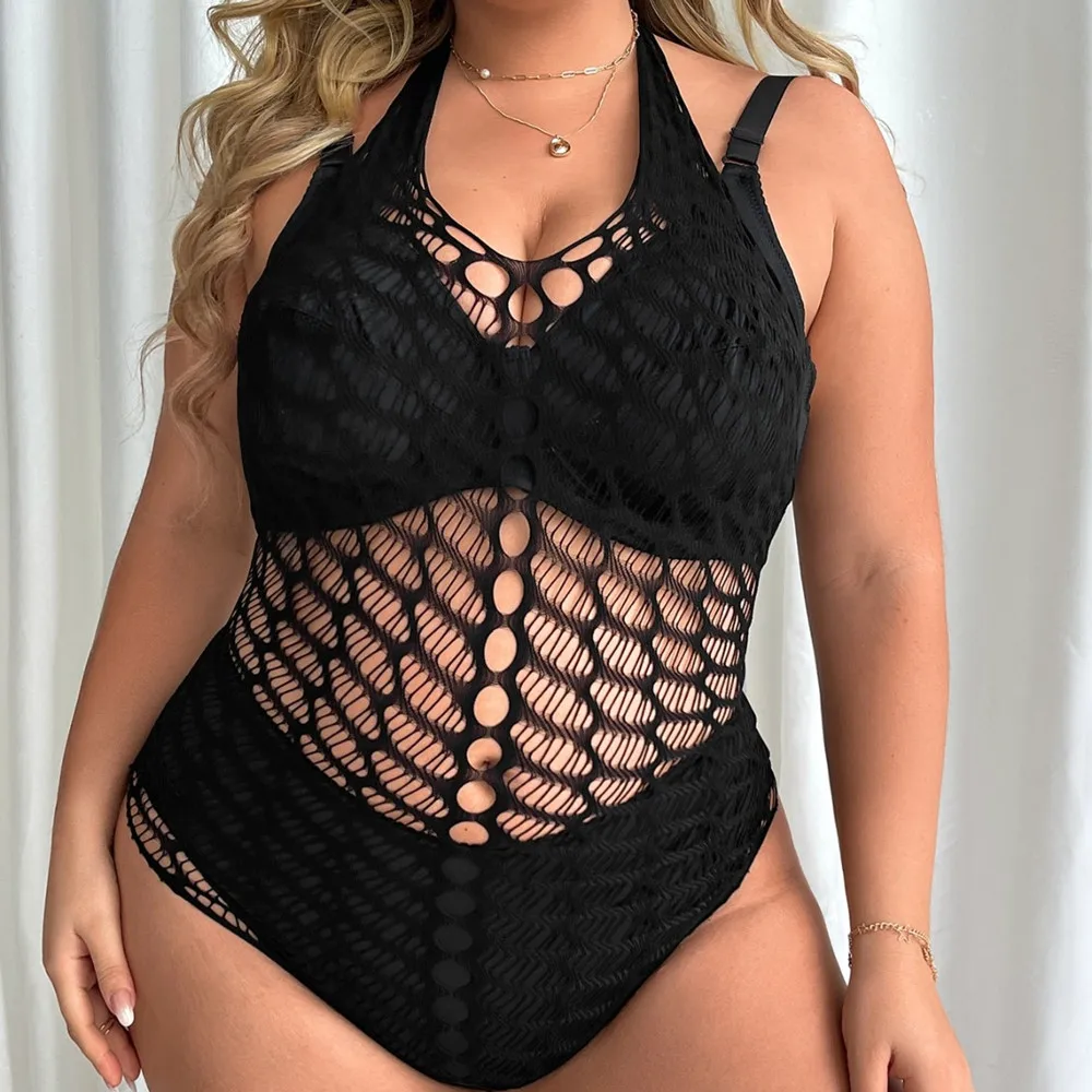 2024 Fashion Ladies Bodysuit See Through Hollow Fishing Net Underwear One-piece Hot Body Suit Sexiest Women Tight Lingerie