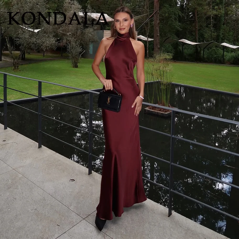 Kondala 2025 outono inverno elegante halter feminino vestidos sólidos moda sexy sem mangas sem costas chique zíper rendas até vestidos das senhoras