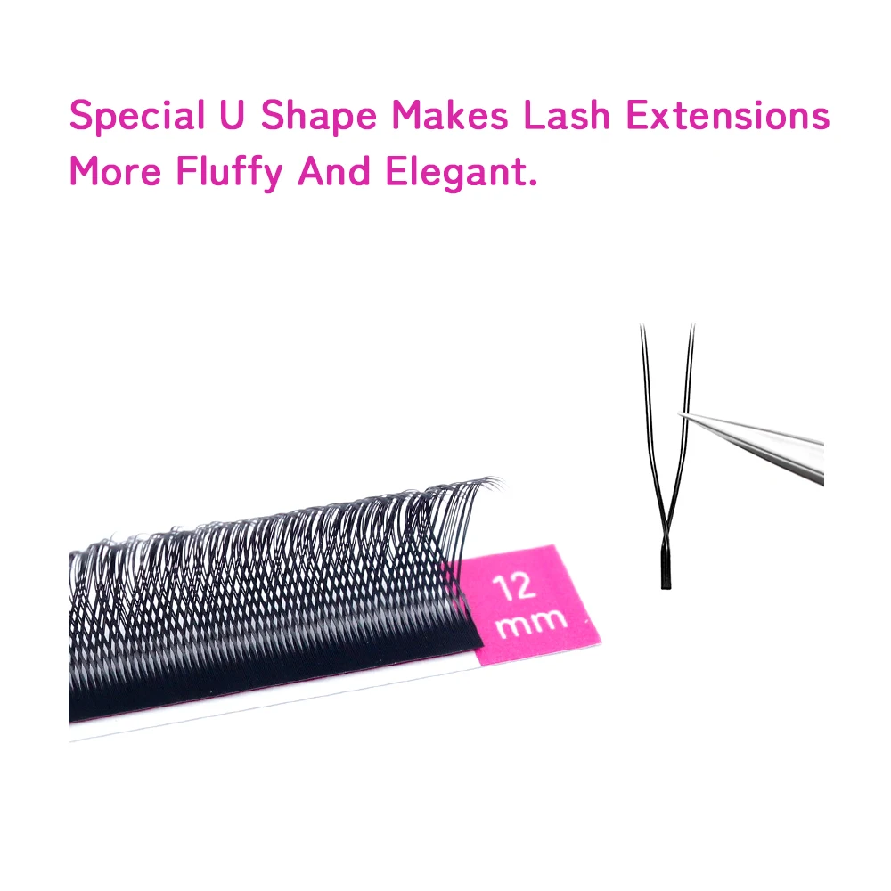 LUKATME U Shape YY Eyelash Extensions 0.07mm Premium Soft PBT 8-15mm False Lash Extension Practice Supplies UU Lashes