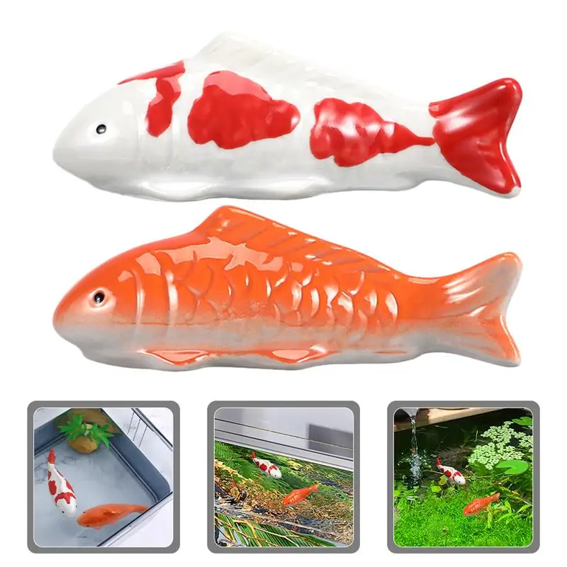 

4pcs Japanese Style Fish Tank Red Fish Red Grouper Floating Fish Ornaments Fish Tank Decorative Ceramic Floating Fish Crafts