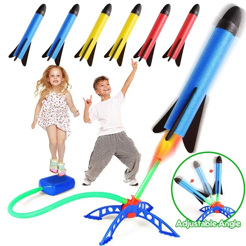 Lanzador de bomba de pie de cohete de aire para chico, juguetes de cohete prensados de aire para exteriores, juego para niños, juegos deportivos de salto, juguetes para niños