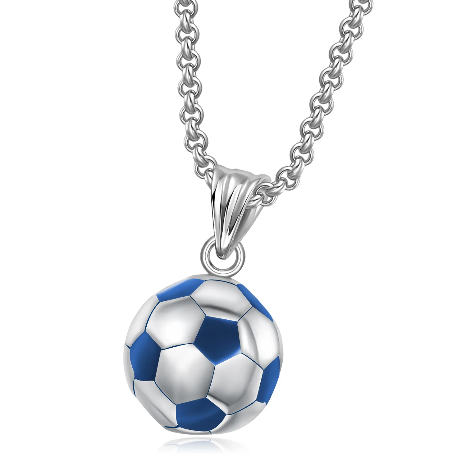 Stainless Steel Titanium Sports Football Soccer Pendant Collar Chains Necklace for Men Women Couple Friends Gift Jewelry