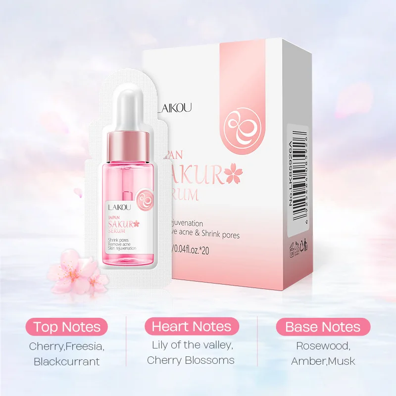 LAIKOU 20pcs Japan Sakura Serum Moisturizer Nourish Repairing Skin cherry blossom Face essence smoothing skin Care