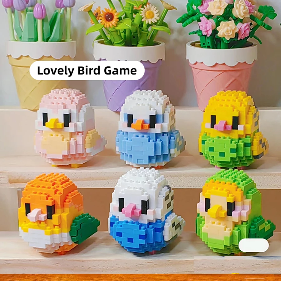 Cute assembly of birds building blocks toys parrots sparrows bird animal models decorative ornaments Kids toys Christmas gifts