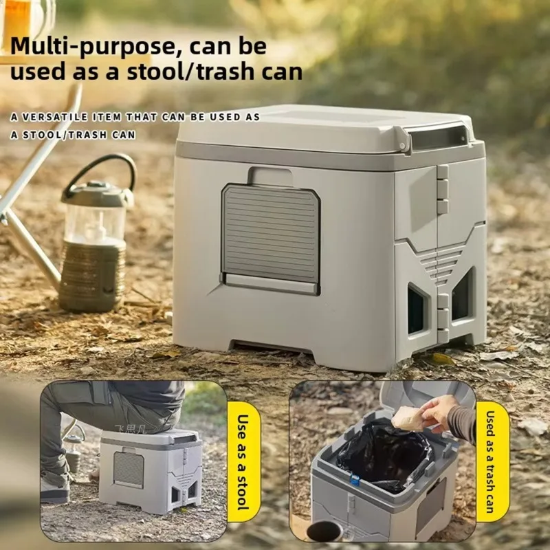 Adult Odor-Proof Folding Camping Toilet, Portable Mobile Commode Stool for Outdoor, Car Emergency & RV Trips view 2