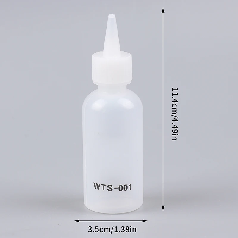 Botella de Alcohol líquido de plástico WTS-001, 50ML, con aguja para dispensador de colofonia, pasta fundente de soldadura para reparación de soldadura PCB de teléfono, 1 ud.