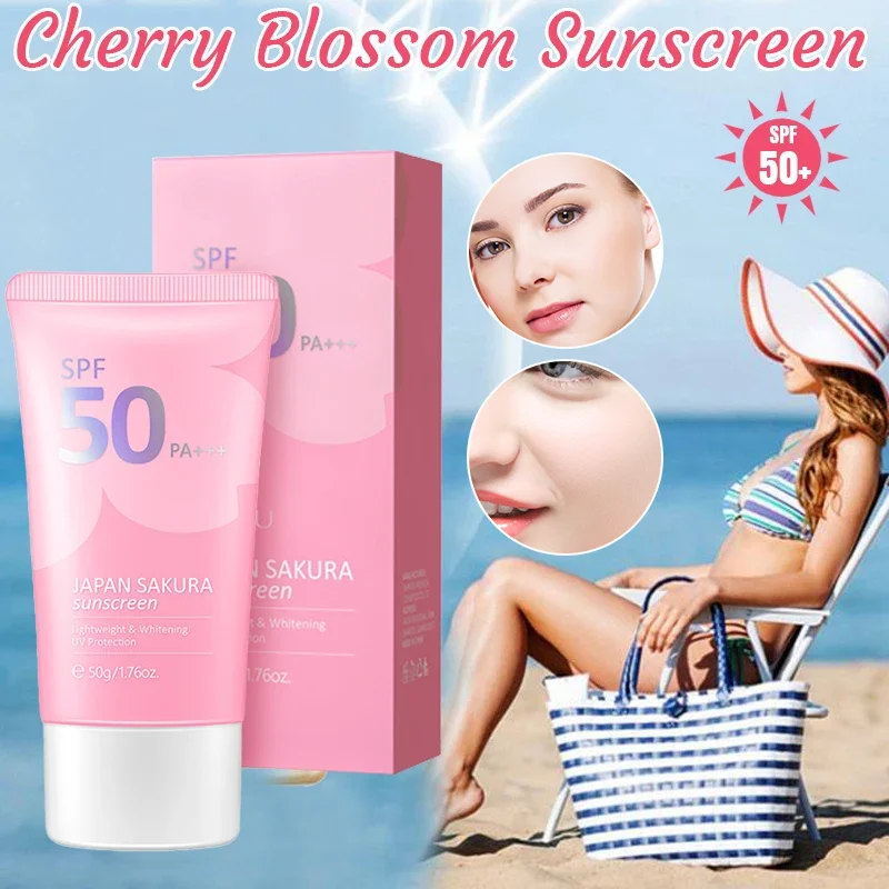 

LAIKOU SPF50 Summer Sakura Sunscreen Facial Sun Block Isolation Lotion Cream Bleaching Facial Skin Care Product 50g