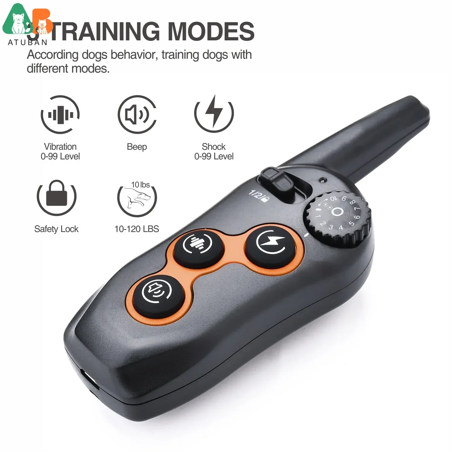 Rechargeable Electric Shock Collar IPX7 Waterproof Dog Training Collar with Remote, Dog Shock Collar for Large Medium Small Dog