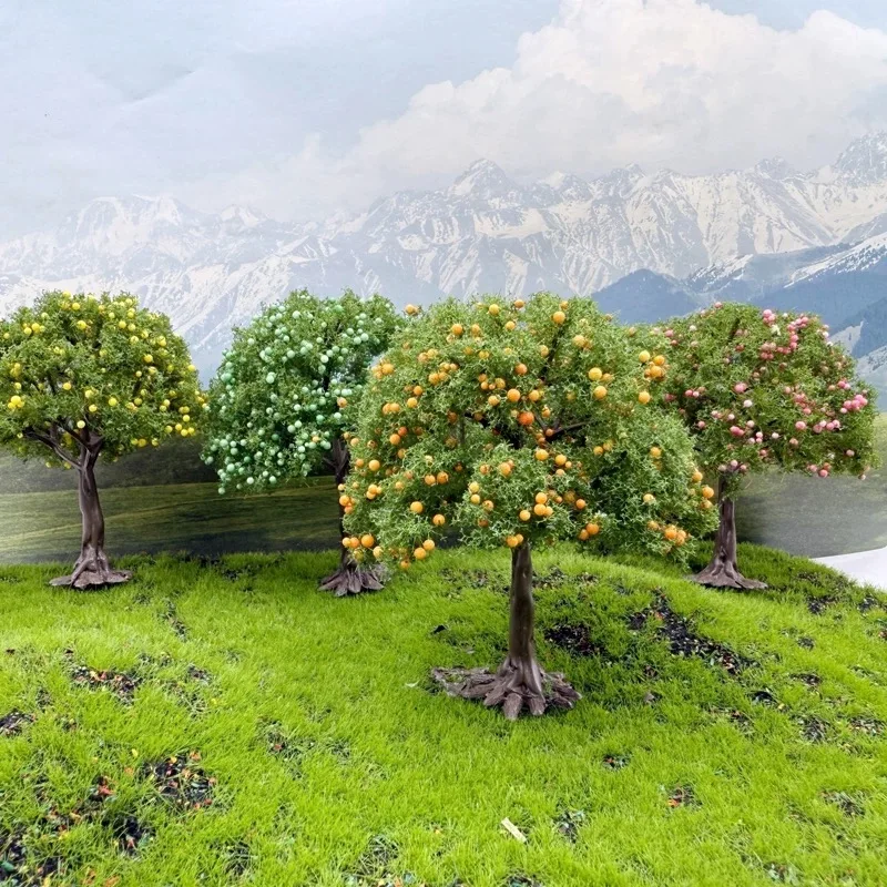 1pack Realistic Model Railway Fruit Tree, Plastic Miniature Farmhouse Decor, Miniature Decorative Fruit Trees