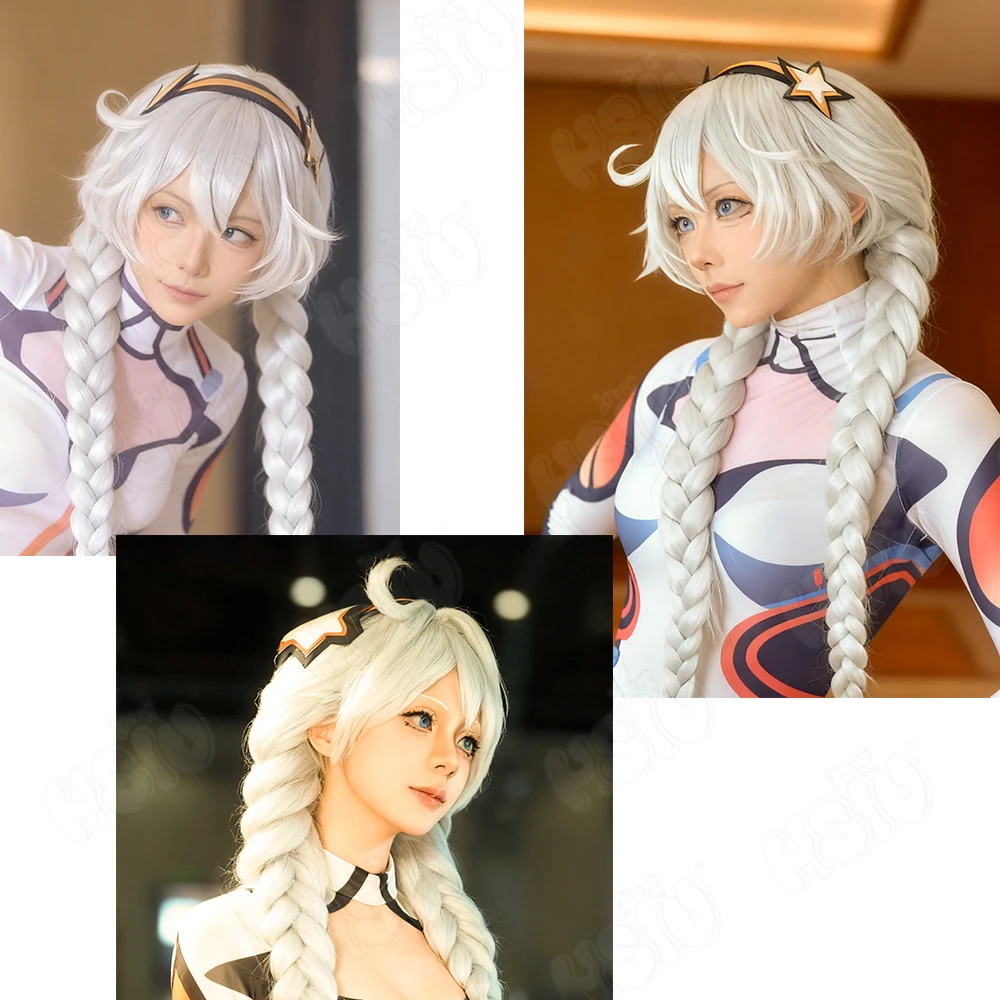Парик для косплея Kiana HSIU 80 см, белые длинные волосы, синтетический парик + шапочка для парика, игра Honkai Impact Kiana Kaslana, парик для косплея