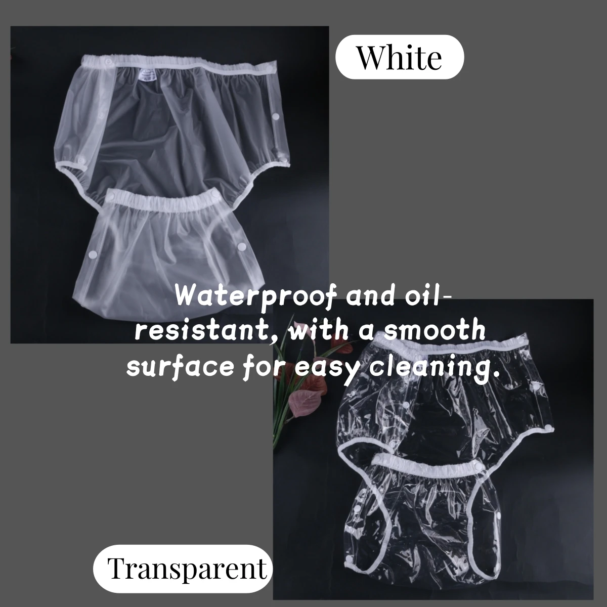 Factory Direct Supply Clear Reusable Adult Diaper Cover Waterproof TPU Snap Button Incontinence Care Pants Easy To Put On