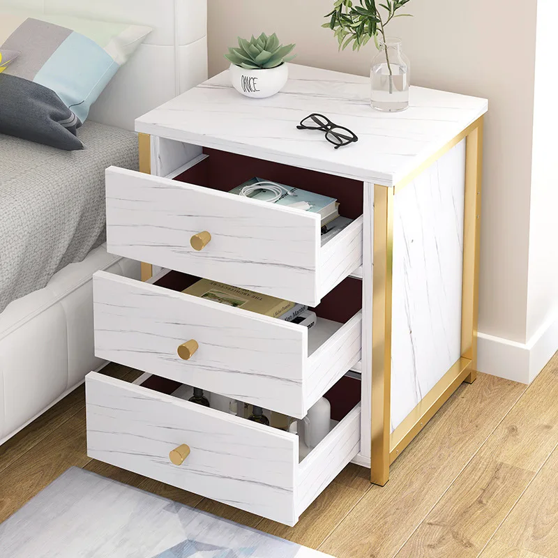 Wuli House Bedside Cabinet Nordic Style Ins Bedside Cabinet Bedroom Multi-level Storage Rack Small Multifunctional Cabinet 2024