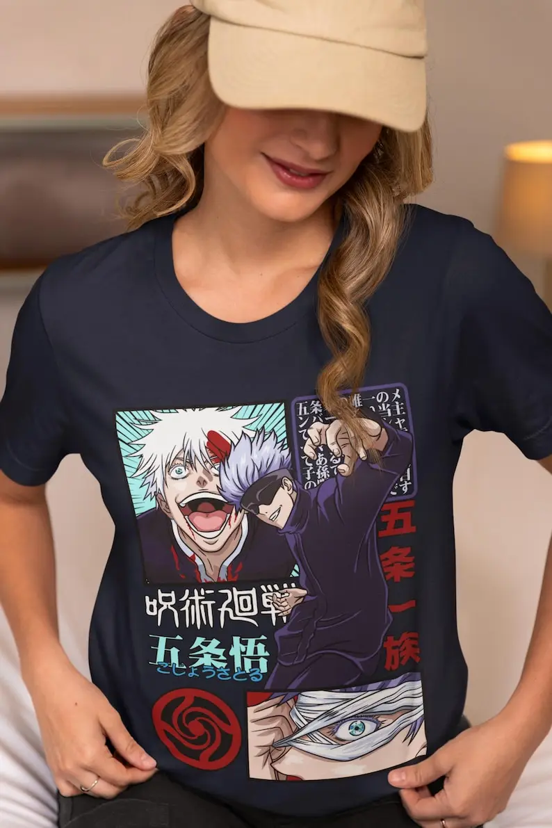 Cursed Sorcery Unisex T-Shirt – japanisches Anime-Design, 90er-Jahre-Manga-Einfluss, ikonischer Supernatural-Kampf, klassische japanische Kultur, L