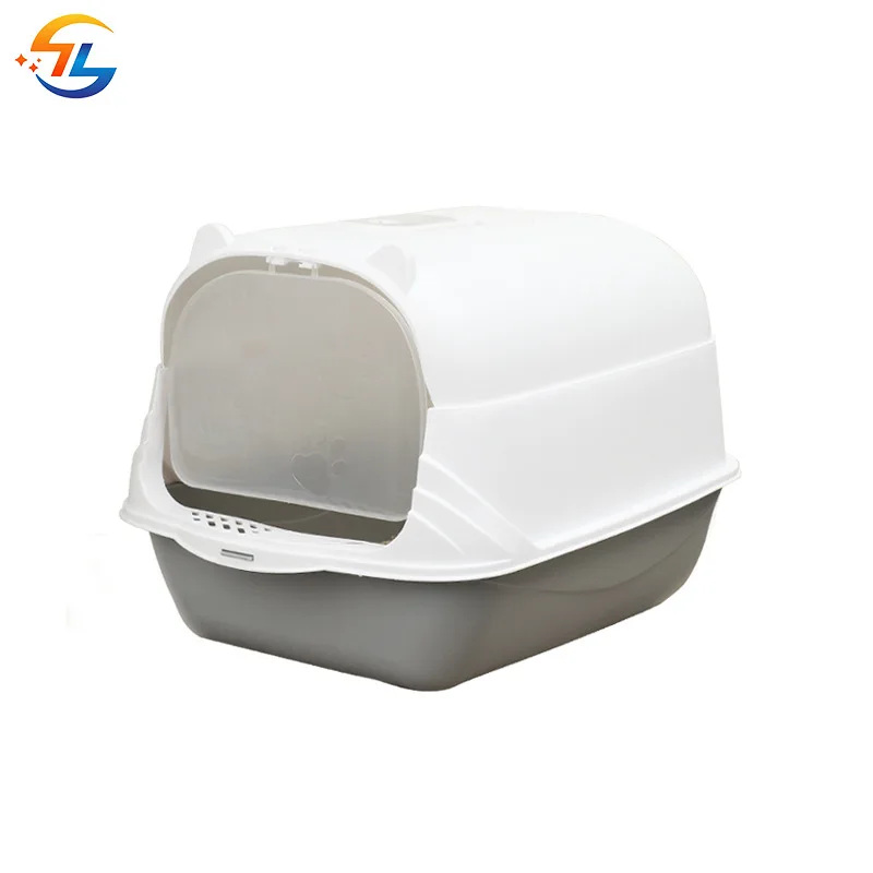 Caja de arena para gatos cerrada extra grande con inodoro para gatos con tapa abatible extraíble antisalpicaduras y cuchara para arena