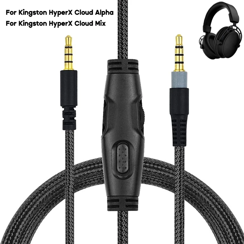 Braided Cable Extension Cable for HYPERX Cloud Headset Cable Mute Volume Control 95AF