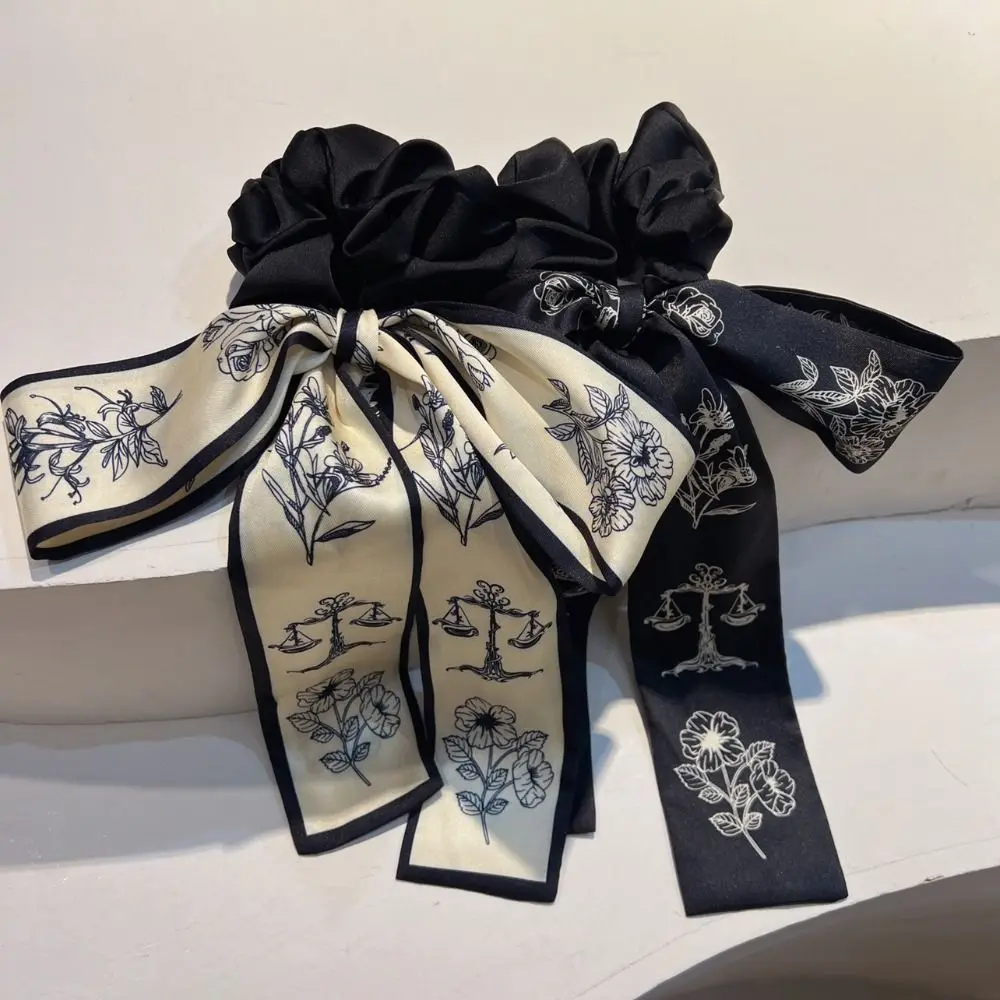 Bow Ribbon Hair Rope For Women Girl Hair Accessories Ink Painting Scarf Hair Tie Ancient Style Hair Band Hanfu Headwear