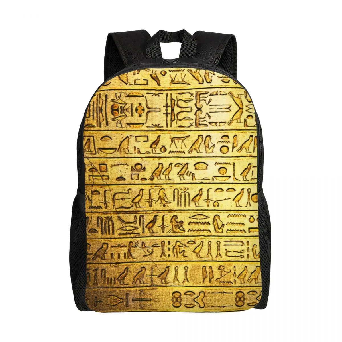 

Египетский желтый рюкзак для ноутбука Hieroglyphs, женский и мужской модный рюкзак для студентов колледжа, сумка для студентов Древнего Египта, культуры