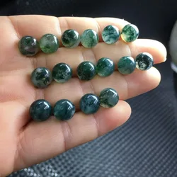 1 Pair Fengbaowu Natural Stone Moss Agate Sphere Earring Ear Stud 925 Sterling Silver Crystal Fashion Jewelry Gift For Women