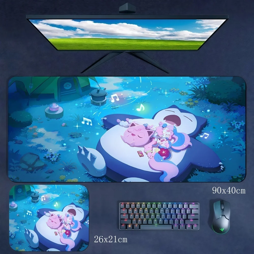 Rubber Mouse Pad Cartoon Anime Cute Pokmon Snorlax Large Size Rubber Mouse Pad Boys Gaming Keyboard Pad Computer Accessories
