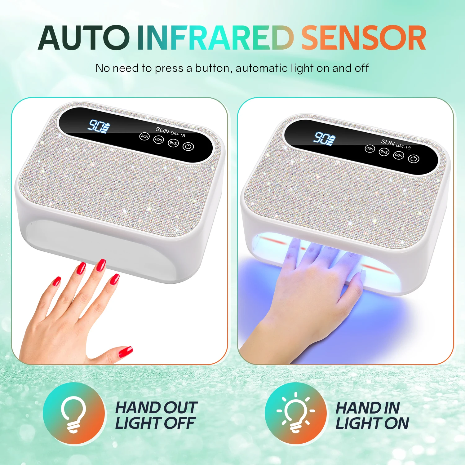 168W UV LED Nail Lamp For Curing Nails Gel Polish 42LEDS Rechargeable Nail Dryer With Auto Sensor Professional Nail Salon Tools