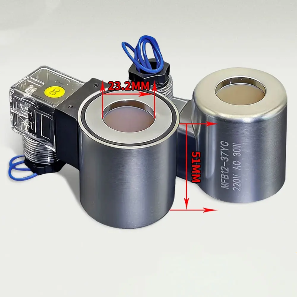 Stainless steel housing hydraulic solenoid valve coil MFZ12-37 inner hole 23 high 51 24V 220V 30W