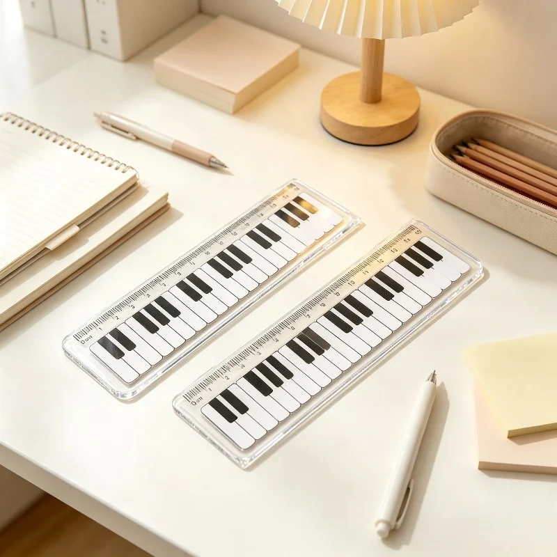 2Pcs Acrylic Piano Keyboard Ruler, Sheet Music Measuring Straight Tool, Cute Exquisite Gift for Music Lovers & Graduation