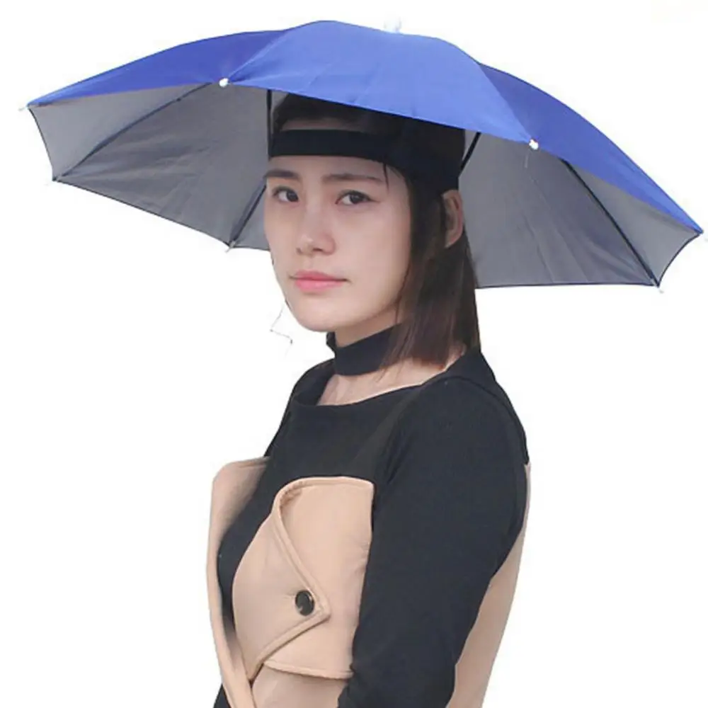 Dobrável anti-chuva sol sombra para adultos, boné de pesca ao ar livre, cabeça guarda-chuva Headwear, Drop Shipping