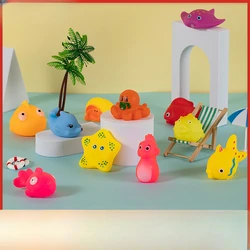 Baby Bath Toy Animals Swimming Water toddler Toys Mini Soft Floating Rubber Duck Squeeze Sound Funny Gift For Baby Kids